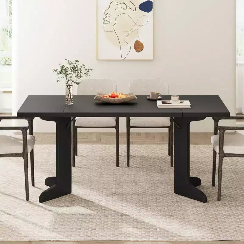 71 In Wood Dining Table for 6-8, Modern Farmhouse Rectangular Kitchen Table with Unique Wooden Legs, Thick Tabletop, Sturdy Frame, for Dining Room