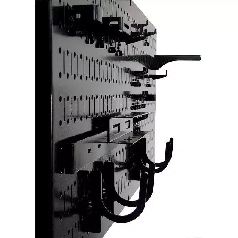 Organisateur d'outils horizontal en tôle perforée 32 x 16 pour garages et abris avec supports de fixation
