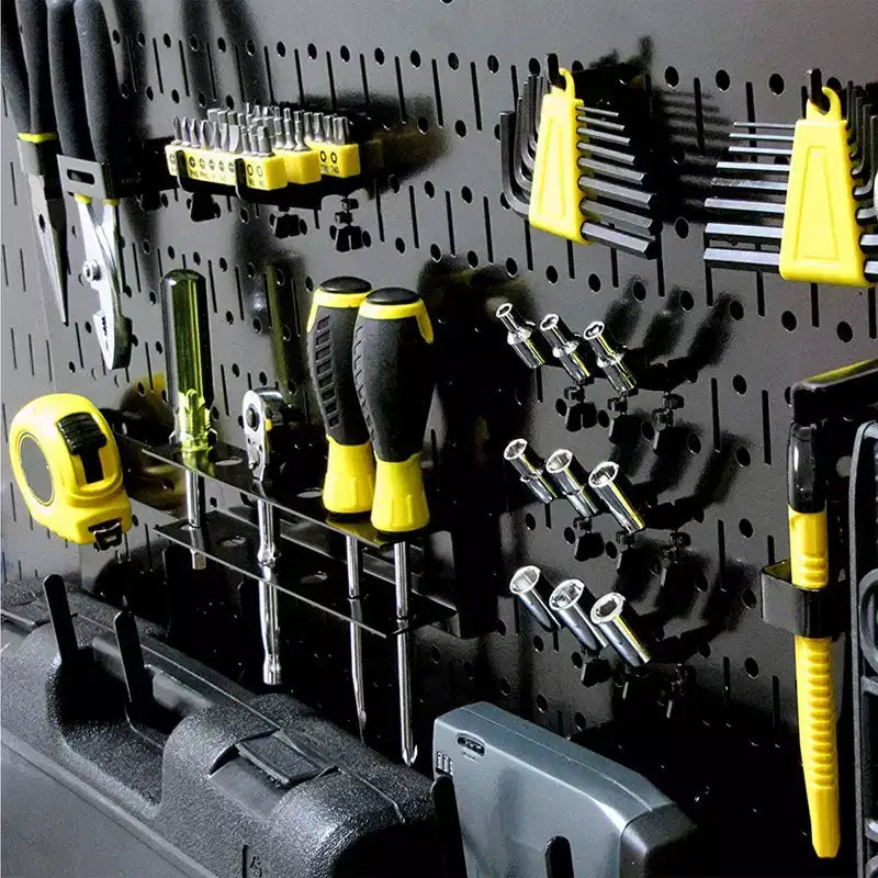 Organisateur d'outils horizontal en tôle perforée 32 x 16 pour garages et abris avec supports de fixation