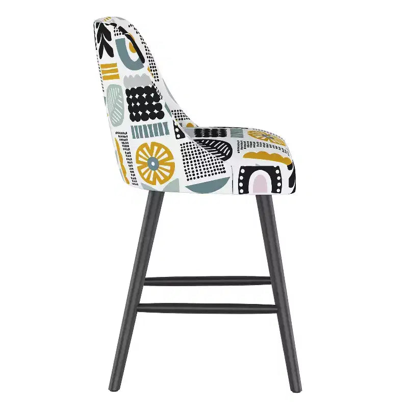 Counter Height Barstool – Modern Square Upholstered Rubberwood Frame