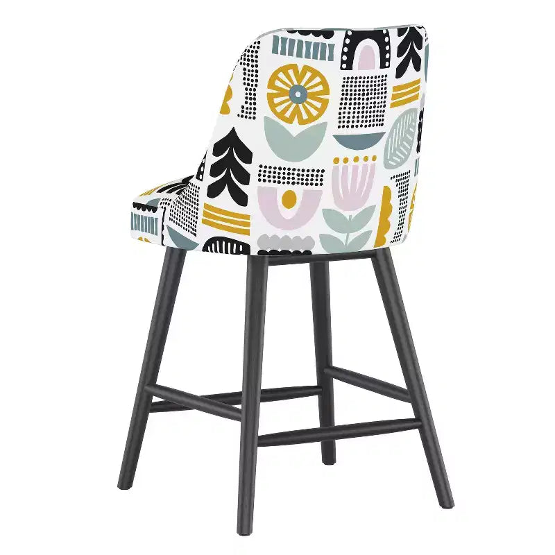 Counter Height Barstool – Modern Square Upholstered Rubberwood Frame