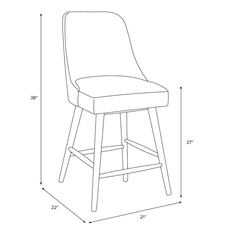 Counter Height Barstool – Modern Square Upholstered Rubberwood Frame