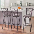 Adjustable Height Swivel Barstool Black/Gray: Swivel, Metal Frame, Microfiber