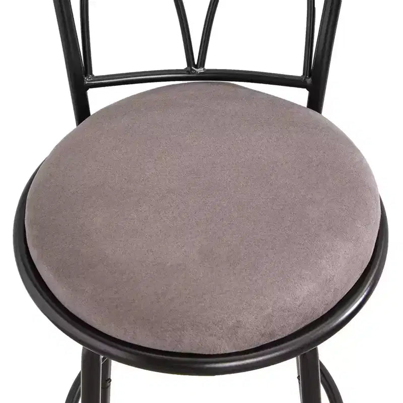 Adjustable Height Swivel Barstool Black/Gray: Swivel, Metal Frame, Microfiber