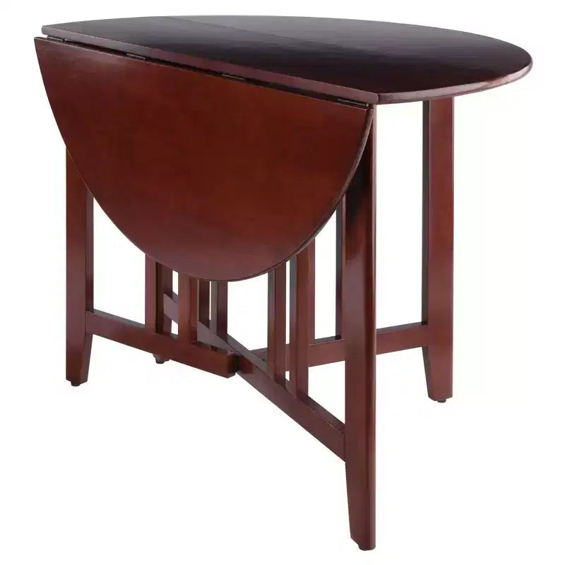 42" Round Double Drop Leaf Dining Table Wood/Walnut