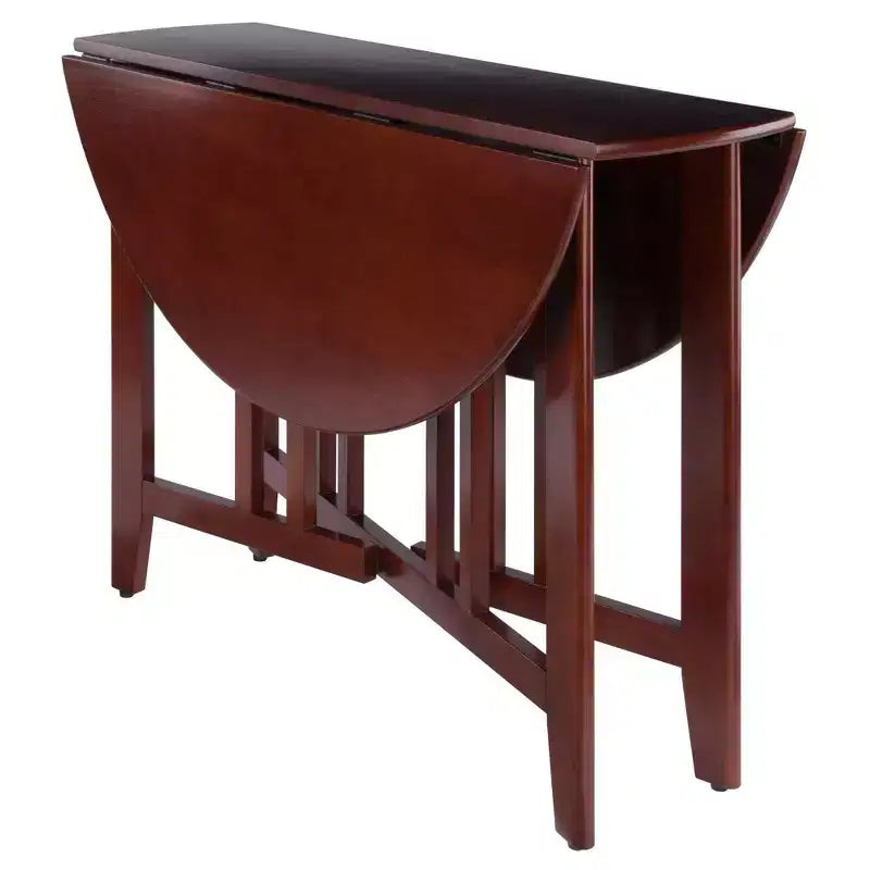 42" Round Double Drop Leaf Dining Table Wood/Walnut