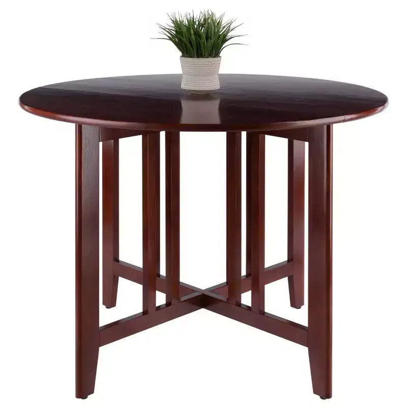 42" Round Double Drop Leaf Dining Table Wood/Walnut