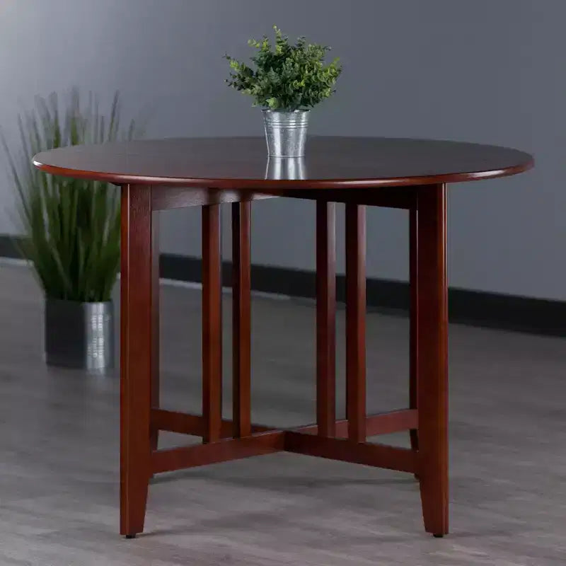 42" Round Double Drop Leaf Dining Table Wood/Walnut