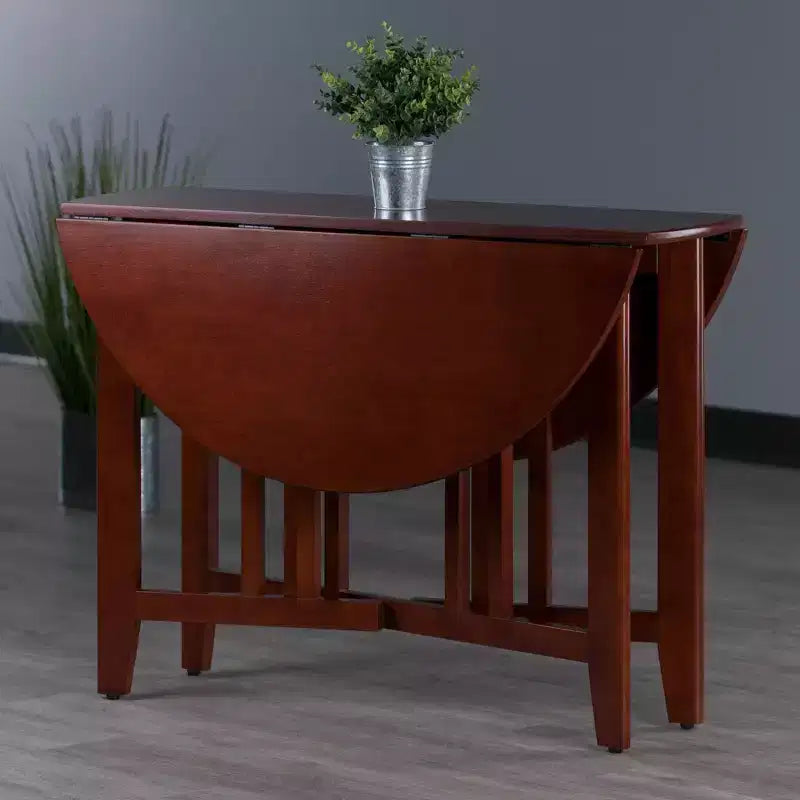 42" Round Double Drop Leaf Dining Table Wood/Walnut
