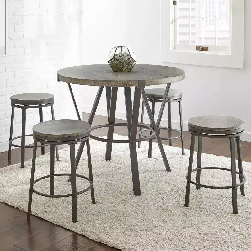Table haute ronde grise