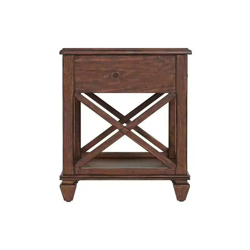 21" Square Wood End Table with Drawer Cherry