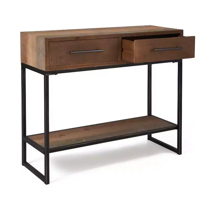 Console Morris marron - Finition vieillie moderne, largeur 36 po, forme rectangulaire pour entrée, cadre en bois
