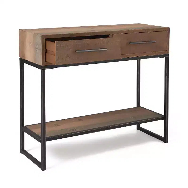 Console Morris marron - Finition vieillie moderne, largeur 36 po, forme rectangulaire pour entrée, cadre en bois