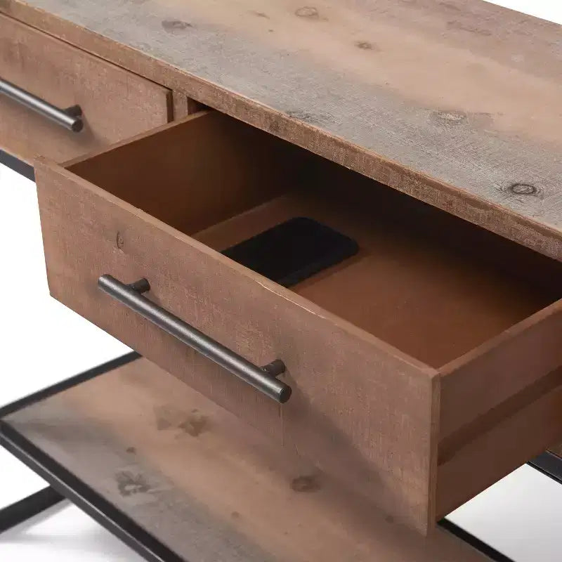 Console Morris marron - Finition vieillie moderne, largeur 36 po, forme rectangulaire pour entrée, cadre en bois